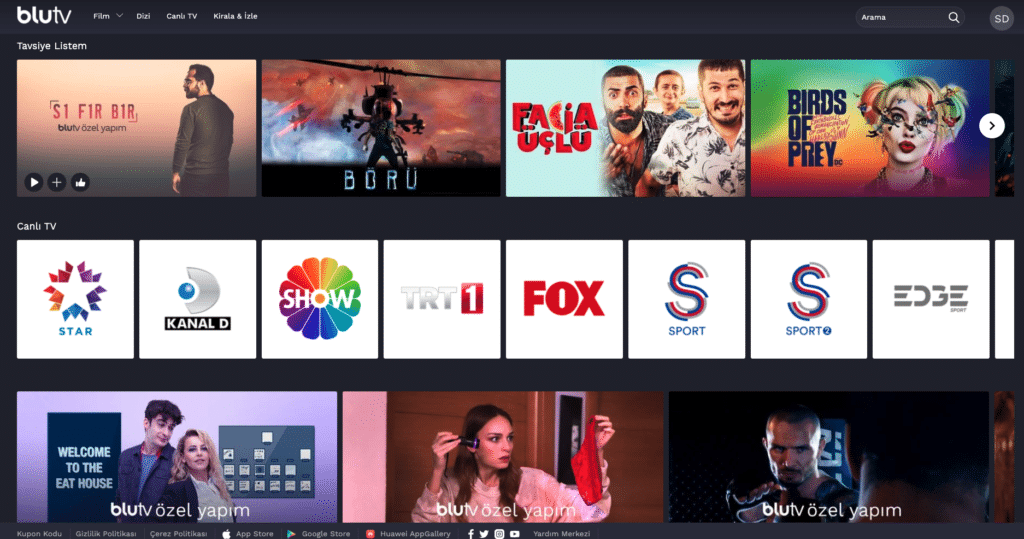 BluTV Android İndir – canlı tv, film ve dizi izleme uygulaması